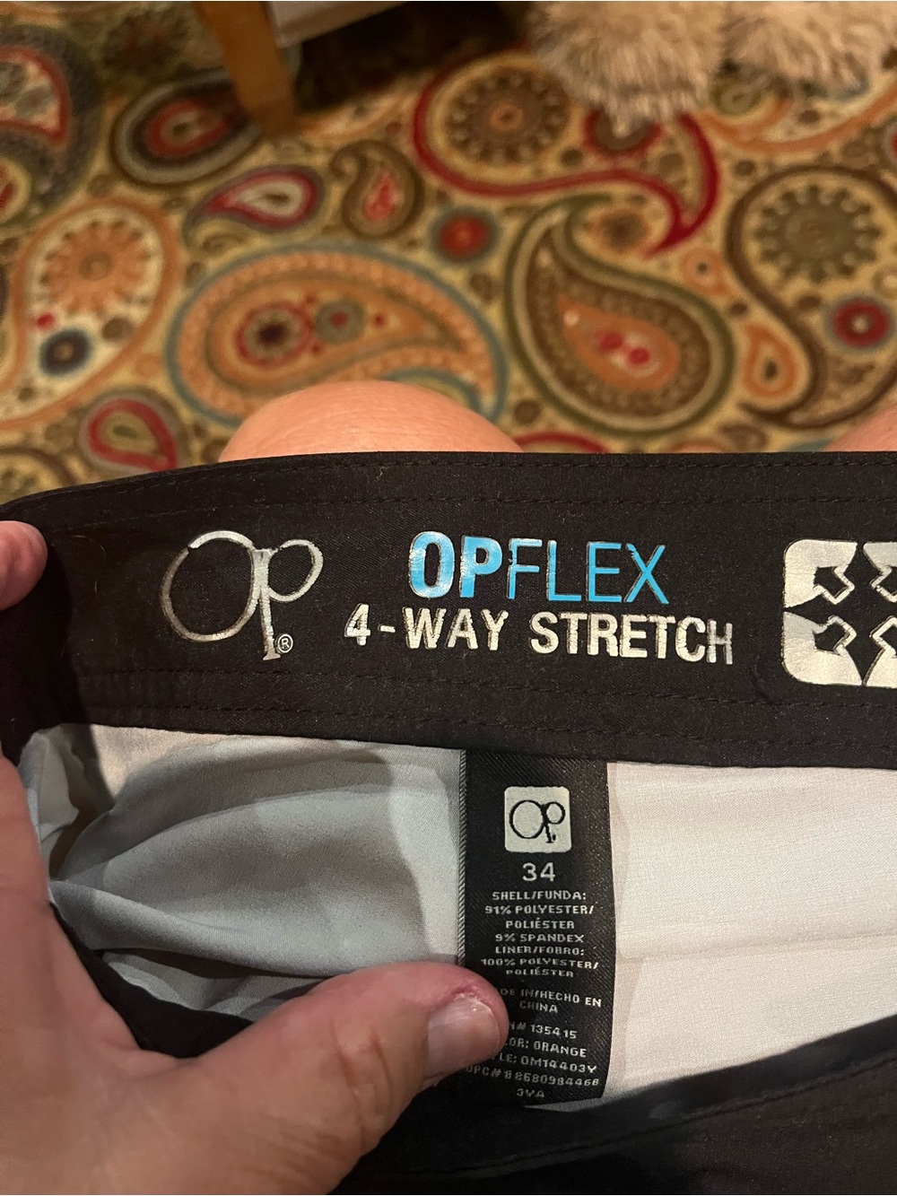 OP OPFLEX Men's Black Swim Trunks with Light Gray Lining